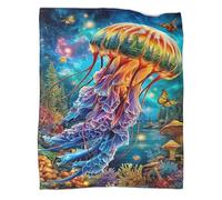 WBCFGHJKN 3D Printed Jellyfish Pattern Throw Blanket, Soft Plush Fleece Blanket, Warm Cosy Flannel Throw for Sofa Bed Couch Living Room Bedroom 60x80inch(150x200cm)