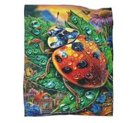 WBCFGHJKN 3D Printed Ladybug Pattern Throw Blanket, Soft Plush Fleece Blanket, Warm Cosy Flannel Throw for Sofa Bed Couch Living Room Bedroom 40x50inch(100x130cm)