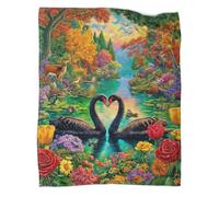 WBCFGHJKN 3D Printed Love Swan Pattern Throw Blanket, Soft Plush Fleece Blanket, Warm Cosy Flannel Throw for Sofa Bed Couch Living Room Bedroom 60x80inch(150x200cm)