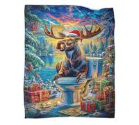 WBCFGHJKN 3D Printed Moose Pattern Throw Blanket, Soft Plush Fleece Blanket, Warm Cosy Flannel Throw for Sofa Bed Couch Living Room Bedroom 70x80inch(180x200cm)