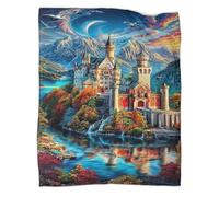 WBCFGHJKN 3D Printed Neuschwanstein Castle Pattern Throw Blanket, Soft Plush Fleece Blanket, Warm Cosy Flannel Throw for Sofa Bed Couch Living Room Bedroom 70x80inch(180x200cm)