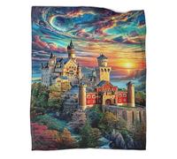 WBCFGHJKN 3D Printed Neuschwanstein Castle Pattern Throw Blanket, Soft Plush Fleece Blanket, Warm Cosy Flannel Throw for Sofa Bed Couch Living Room Bedroom 70x80inch(180x200cm)