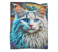 WBCFGHJKN 3D Printed Ragdoll Cat Pattern Throw Blanket, Soft Plush Fleece Blanket, Warm Cosy Flannel Throw for Sofa Bed Couch Living Room Bedroom 50x60inch(127x152cm)