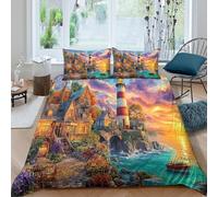 WBCFGHJKN 3D Printing Prince Edward Island Duvet Cover Sets, Quilt Cover Bedding Bed Covers with Pillowcases with Zipper Closure, Easy Care for Home DecorKing（220x240cm）