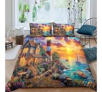 WBCFGHJKN 3D Printing Prince Edward Island Duvet Cover Sets, Quilt Cover Bedding Bed Covers with Pillowcases with Zipper Closure, Easy Care for Home DecorKing（220x240cm）