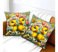 WBCFGHJKN Cute Cartoon Style 2 Pieces Throw Pillow Covers, Microfiber Square Cushion Cases, Solid Color Contemporary Design with Concealed Zipper, for Bed Couch Office Indoor Use 45x45cm