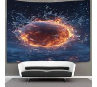 WBCFGHJKN Flaming Basketball Wall Tapestry, Boys Girls Bedroom Decor Wall Hanging, Colorful Nursery Wall Art Blanket for Kids Teen Room 130cmx150cm