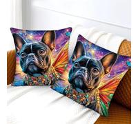 WBCFGHJKN French Bulldog 2PCS Pattern Cushion Covers, 3D Printed Decorative Pillow Cases, Square Throw Pillowcovers with Hidden Zipper for Couch Bed Home 45x45cm