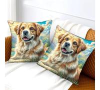 WBCFGHJKN Golden Retriever 2 Pieces Throw Pillow Covers, Microfiber Square Cushion Cases, Solid Color Contemporary Design with Concealed Zipper, for Bed Couch Office Indoor Use 45x45cm