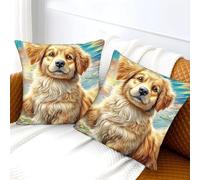 WBCFGHJKN Golden Retriever 2 Pieces Throw Pillow Covers, Microfiber Square Cushion Cases, Solid Color Contemporary Design with Concealed Zipper, for Bed Couch Office Indoor Use 45x45cm
