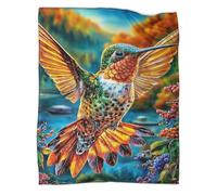 WBCFGHJKN Hummingbird Pattern 3D Printed Fleece Blanket, Super Soft Flannel Throw, Cozy Warm Plush Blanket for Sofa Couch Bedroom Living Room Home Décor 40x50inch(100x130cm)