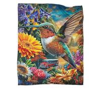 WBCFGHJKN Hummingbird Pattern 3D Printed Fleece Blanket, Super Soft Flannel Throw, Cozy Warm Plush Blanket for Sofa Couch Bedroom Living Room Home Décor 80x90inch(200x230cm)