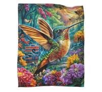WBCFGHJKN Hummingbird Pattern 3D Printed Fleece Blanket, Super Soft Flannel Throw, Cozy Warm Plush Blanket for Sofa Couch Bedroom Living Room Home Décor 80x90inch(200x230cm)