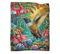 WBCFGHJKN Hummingbird Pattern Fleece Throw Blanket, 3D Printed Super Soft Flannel Blanket, Cozy Warm Plush Throw for Sofa Couch Bedroom Living Room Home 70x80inch(180x200cm)