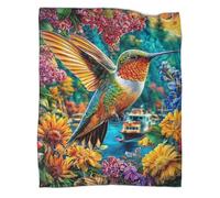 WBCFGHJKN Hummingbird Pattern Fleece Throw Blanket, 3D Printed Super Soft Flannel Blanket, Cozy Warm Plush Throw for Sofa Couch Bedroom Living Room Home 80x90inch(200x230cm)