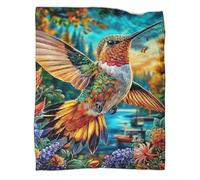 WBCFGHJKN Hummingbird Pattern Fleece Throw Blanket, 3D Printed Super Soft Flannel Blanket, Cozy Warm Plush Throw for Sofa Couch Bedroom Living Room Home 80x90inch(200x230cm)