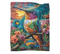WBCFGHJKN Hummingbird Pattern Plush Fleece Blanket, 3D Printed Soft Flannel Throw, Warm Cozy Lightweight Blanket for Sofa Couch Bedroom Home Travel 80x90inch(200x230cm)
