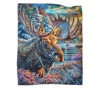 WBCFGHJKN Moose Pattern 3D Printed Fleece Blanket, Super Soft Flannel Throw, Cozy Warm Plush Blanket for Sofa Couch Bedroom Living Room Home Décor 80x90inch(200x230cm)
