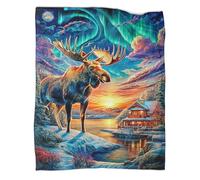 WBCFGHJKN Moose Pattern Fleece Throw Blanket, 3D Printed Super Soft Flannel Blanket, Cozy Warm Plush Throw for Sofa Couch Bedroom Living Room Home 50x60inch(127x152cm)