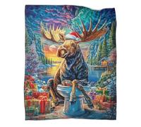 WBCFGHJKN Moose Pattern Fleece Throw Blanket, 3D Printed Super Soft Flannel Blanket, Cozy Warm Plush Throw for Sofa Couch Bedroom Living Room Home 60x80inch(150x200cm)