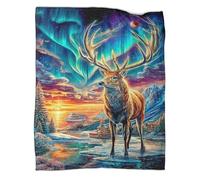 WBCFGHJKN Moose Pattern Fleece Throw Blanket, 3D Printed Super Soft Flannel Blanket, Cozy Warm Plush Throw for Sofa Couch Bedroom Living Room Home 70x80inch(180x200cm)