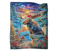 WBCFGHJKN Moose Pattern Plush Fleece Blanket, 3D Printed Soft Flannel Throw, Warm Cozy Lightweight Blanket for Sofa Couch Bedroom Home Travel 80x90inch(200x230cm)