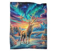 WBCFGHJKN Moose Pattern Plush Fleece Blanket, 3D Printed Soft Flannel Throw, Warm Cozy Lightweight Blanket for Sofa Couch Bedroom Home Travel 50x60inch(127x152cm)