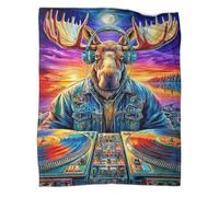 WBCFGHJKN Moose Pattern Plush Fleece Blanket, 3D Printed Soft Flannel Throw, Warm Cozy Lightweight Blanket for Sofa Couch Bedroom Home Travel 70x80inch(180x200cm)