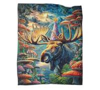 WBCFGHJKN Moose Pattern Plush Fleece Blanket, 3D Printed Soft Flannel Throw, Warm Cozy Lightweight Blanket for Sofa Couch Bedroom Home Travel 60x80inch(150x200cm)