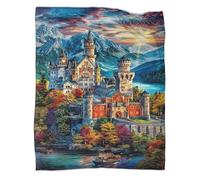 WBCFGHJKN Neuschwanstein Castle Pattern 3D Printed Fleece Blanket, Super Soft Flannel Throw, Cozy Warm Plush Blanket for Sofa Couch Bedroom Living Room Home Décor 50x60inch(127x152cm)
