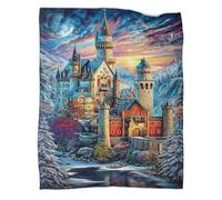 WBCFGHJKN Neuschwanstein Castle Pattern 3D Printed Fleece Blanket, Super Soft Flannel Throw, Cozy Warm Plush Blanket for Sofa Couch Bedroom Living Room Home Décor 60x80inch(150x200cm)