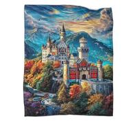 WBCFGHJKN Neuschwanstein Castle Pattern Fleece Throw Blanket, 3D Printed Super Soft Flannel Blanket, Cozy Warm Plush Throw for Sofa Couch Bedroom Living Room Home 60x80inch(150x200cm)