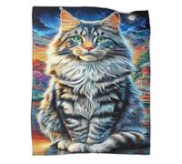 WBCFGHJKN Norwegian Forest Cat Pattern 3D Printed Fleece Blanket, Super Soft Flannel Throw, Cozy Warm Plush Blanket for Sofa Couch Bedroom Living Room Home Décor 50x60inch(127x152cm)