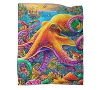 WBCFGHJKN Octopus Pattern Fleece Throw Blanket, 3D Printed Super Soft Flannel Blanket, Cozy Warm Plush Throw for Sofa Couch Bedroom Living Room Home 60x80inch(150x200cm)