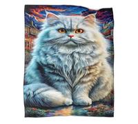 WBCFGHJKN Persian Cat Pattern 3D Printed Fleece Blanket, Super Soft Flannel Throw, Cozy Warm Plush Blanket for Sofa Couch Bedroom Living Room Home Décor 50x60inch(127x152cm)