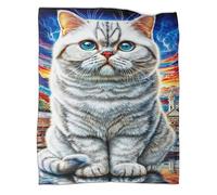 WBCFGHJKN Persian Cat Pattern Fleece Throw Blanket, 3D Printed Super Soft Flannel Blanket, Cozy Warm Plush Throw for Sofa Couch Bedroom Living Room Home 80x90inch(200x230cm)