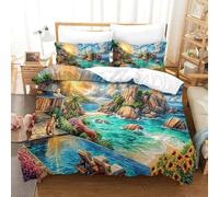WBCFGHJKN Seychelles Islands Duvet Cover Sets 3D Printing Quilt Cover Bedding Bed Covers with Pillowcases with Zipper Closure Super King（260x220cm）