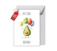 WBdesignz Avocado Birthday Card with Envelope - Avo Good Birthday Funny Birthday Card Vegan Greetings Card Vegan (XXL DIN A4)