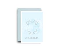 WBdesignz Birth Card "It's a Boy" with Blue Envelope - Card with Baby Body Motif for the Birth of a Son - Cute Congratulations Card for Pregnancy, Baby Shower - for Parents (A6)