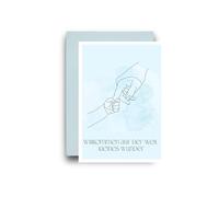 WBdesignz Birth Card "Welcome to the World, Little Wonder" with Blue Envelope - with Finger Hold Illustration - for Newborn Baby, Girls & Boys - Greeting Card for Birth (DIN A6)