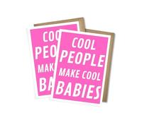 WBdesignz Birth Greeting Cards with Envelopes - Greeting Cards for Birth "Cool People Make Cool Babies" Pregnancy Gender Reveal Maternity Protection DIN A6 (Set of 2)