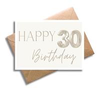 WBdesignz Birthday Card with Envelope "Happy Birthday 30" - Modern Congratulations Card for Men, Women, Family for 30th Birthday - Minimal Thirty Greeting Card (DIN A6)