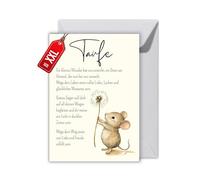 WBdesignz Christening Card Girl or Boy with Envelope - Loving with Mouse and Blessing - Christening Greeting Card - Gift Idea for Parents & Godparents (XXL DIN A4)