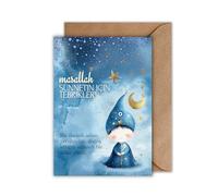 WBdesignz Circumcision Card with Envelope - Congratulations with Saying in Turkish Watercolours Gold Stars Blue Eye Little Boy Circumcision Party Children's Circumcision (DIN A6)
