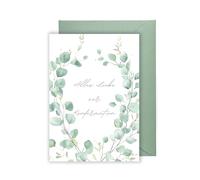 WBdesignz Confirmation Greeting Card - "Alles Liebe zur Konfirmation" - Folding Card with Envelope in Modern Eucalyptus Design - Evangelical Greeting Card for Boys and Girls (DIN A6)
