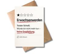 WBdesignz Creative 18th Birthday Card with Envelope - Funny Greetings Card with Saying on Age of Age - Growing Up - No Recommendation - Congratulations Card for Men and Women (DIN A6)