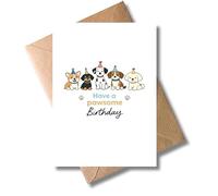WBdesignz Cute Birthday Card with Envelope - Have a Pawsome Birthday - Greeting Card with Dogs for Women, Men, Children - Funny Congratulations Card with Saying for Dog Owners (DIN A6)
