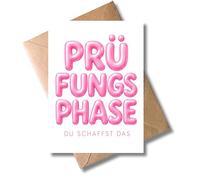 WBdesignz Cute Motivational Card for Exam Phases with Envelope - Du schaffst das - Examinations Exams Exam Phase - Abitur Studies Training - Courage, Good Success - Students (DIN A6)