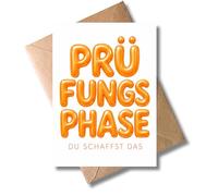 WBdesignz Cute Motivational Card for Exam Phases with Envelope - Gift Exam Stress - Examinations Exam Phase - Abitur Study Training - Courage, Good Luck - Students (DIN A6)