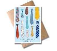 WBdesignz Father's Day Card with Colourful Ties Greeting Card for Father's Day with Envelope - for Dad or Dad with Motif and Text "Alles Liebe zum Vatertag" - Gift Card (DIN A6)